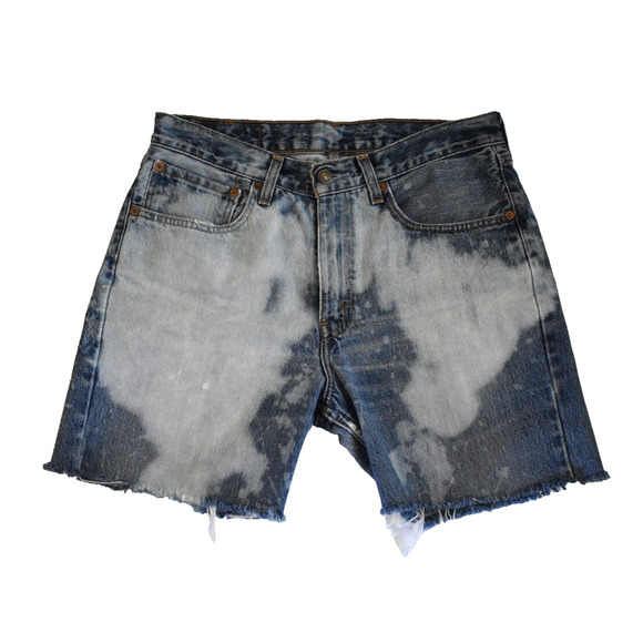 Levis 751 02 Jean Shorts Womens 32x32 Distressed Bleach Dyed Cut Off Shorts - Picture 1 of 7